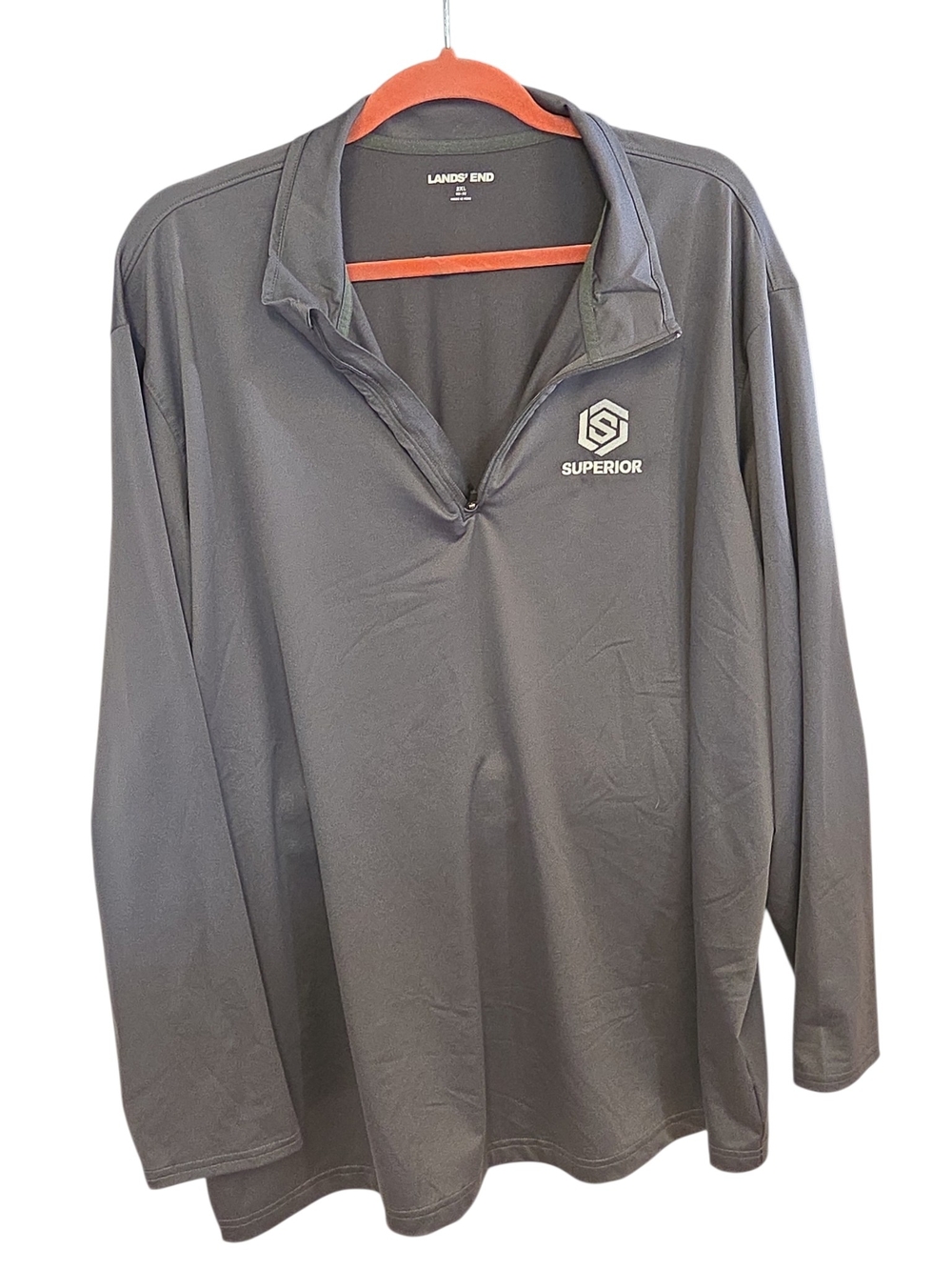 Lands' End Men's Gray Superior Quarter-Zip Shirt Jacket